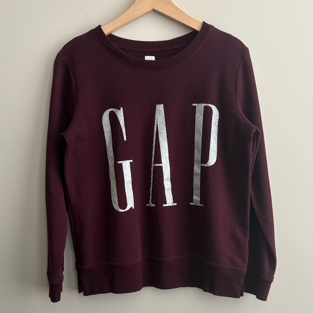 GAP Women's Glitter Logo Crew Neck Sweatshirt
